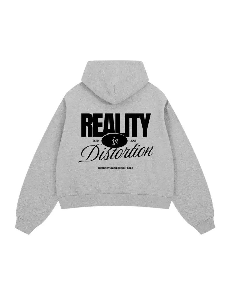 Reality is Distortion cropped zip hoodie felpa con cappuccio e zip - light grey M