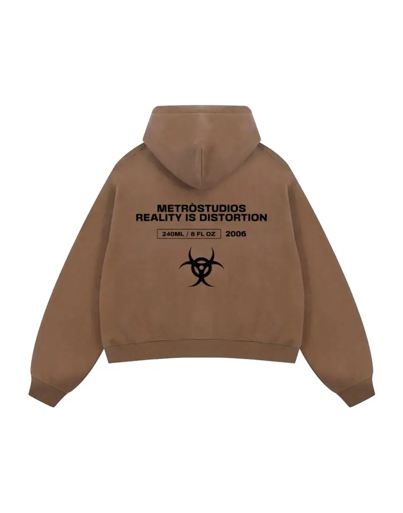 Reality potion cropped zip hoodie felpa con cappuccio e zip - brown M