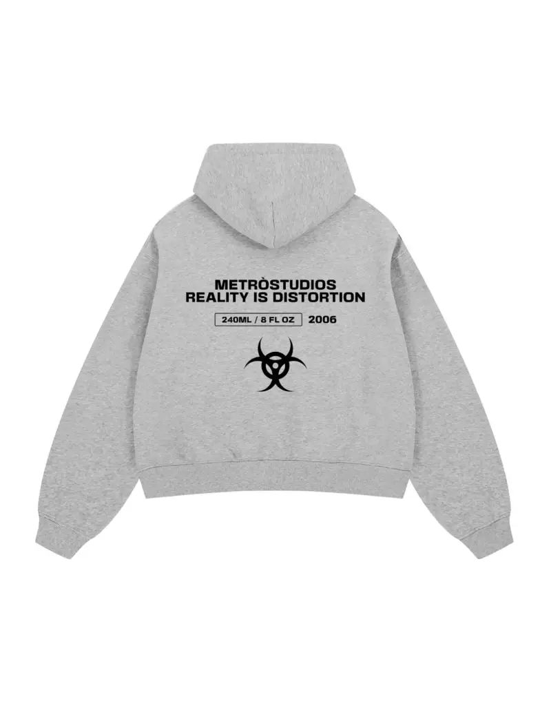 Reality potion cropped zip hoodie felpa con cappuccio e zip - heather grey M