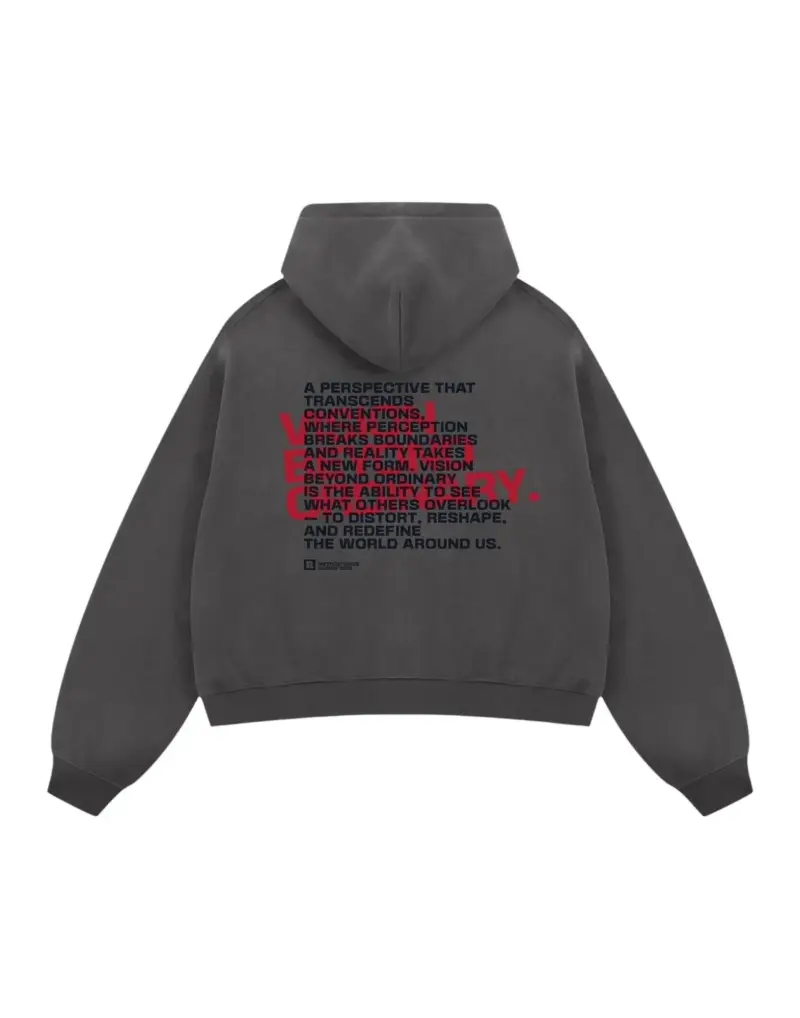 Vision beyond ordinary cropped zip hoodie felpa con cappuccio e zip - dark grey M