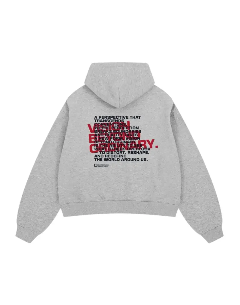 Vision beyond ordinary cropped zip hoodie felpa con cappuccio e zip - light grey L