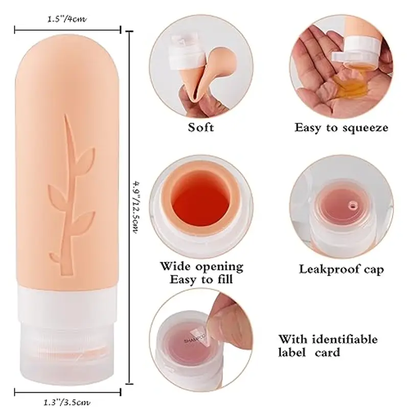 Mezzar Bottiglie da Viaggio in Silicone, Kit da Contenitori da Viaggio Flaconi da Viaggio Riutilizzabili per Shampoo, Liquidi and Lozione (Colore) miniatura 3