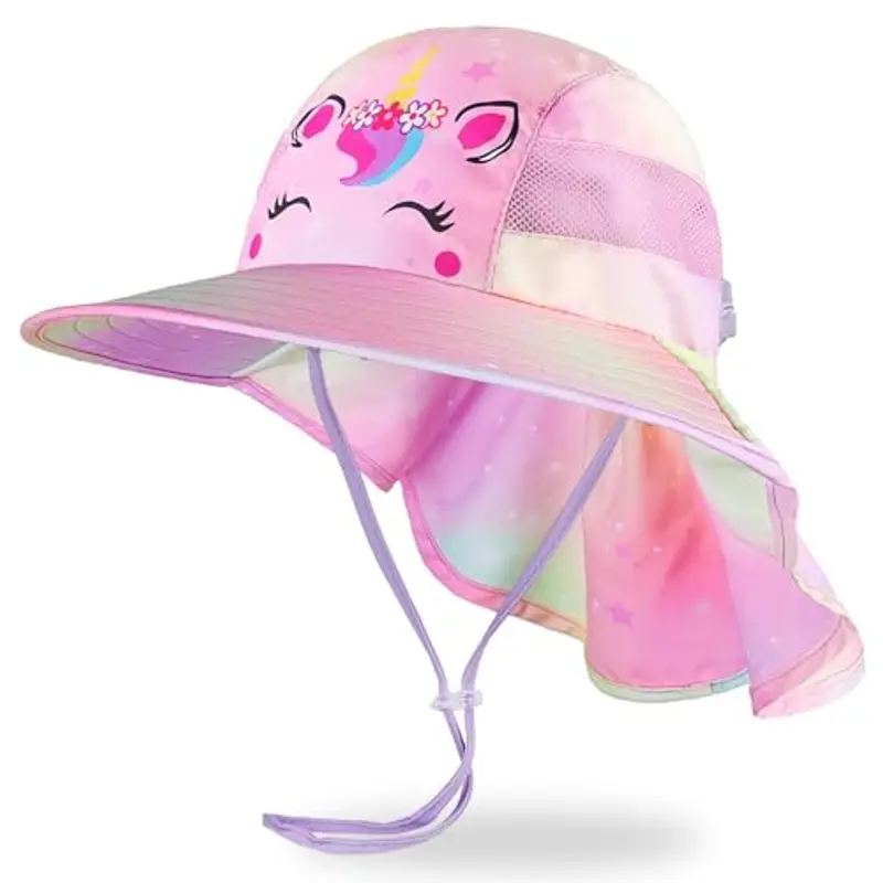 MHJY Cappellino Bambino Cappello Estivo Sole Bambini UPF 50+ Protezione Solare Bimba Berretti e Cappellini Mare per Bambina con Sottogola Regolabile 2-9 Anni
