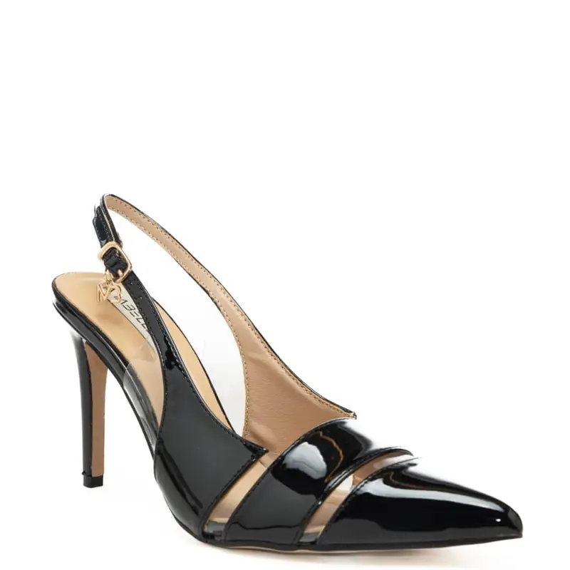 scarpe alte da donna con inserti in silicone trasparente e tacco a punta nere miniatura 2
