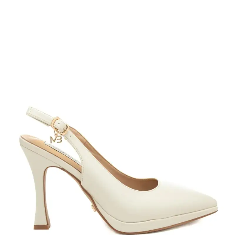 slingback alti da donna in pelle con tacco a rocchetto panna