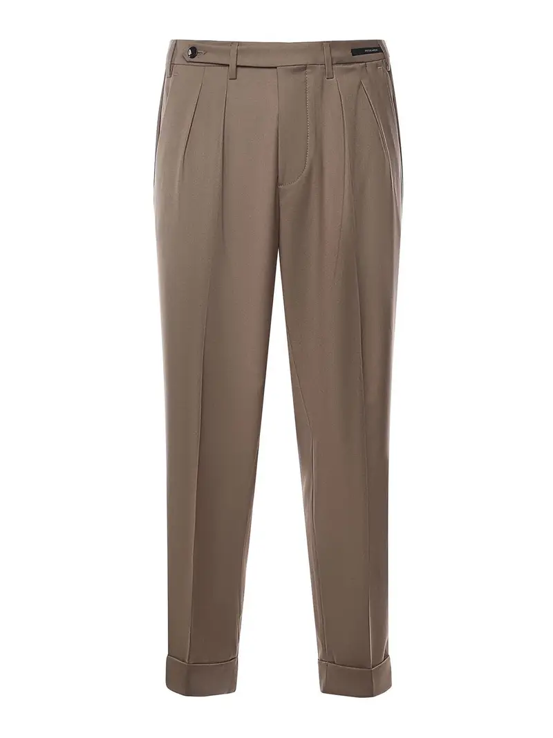 Pantaloni a pieghe Tk America Beige