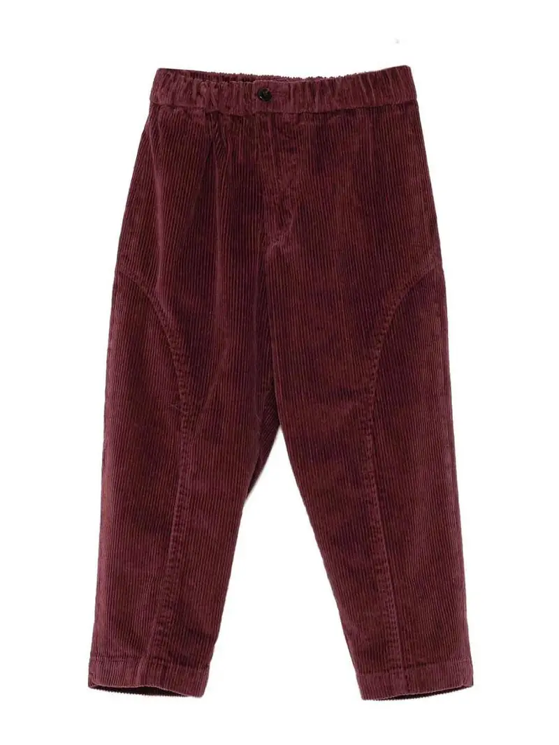 Pantaloni In Velluto A Coste Rosso Scuro