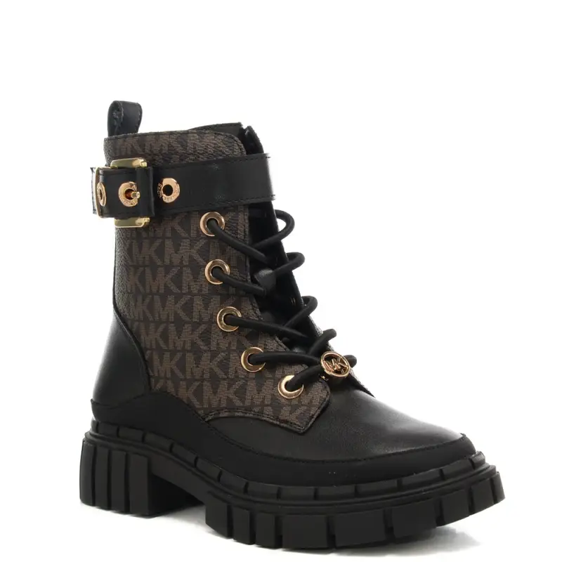 anfibi da bambina blake colby con pattern logo monogram neri miniatura 2