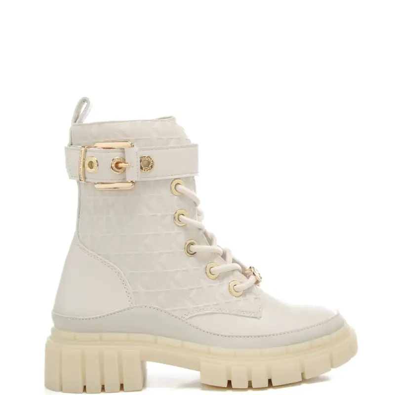 anfibi da bambina blake colby con pattern logo monogram vaniglia