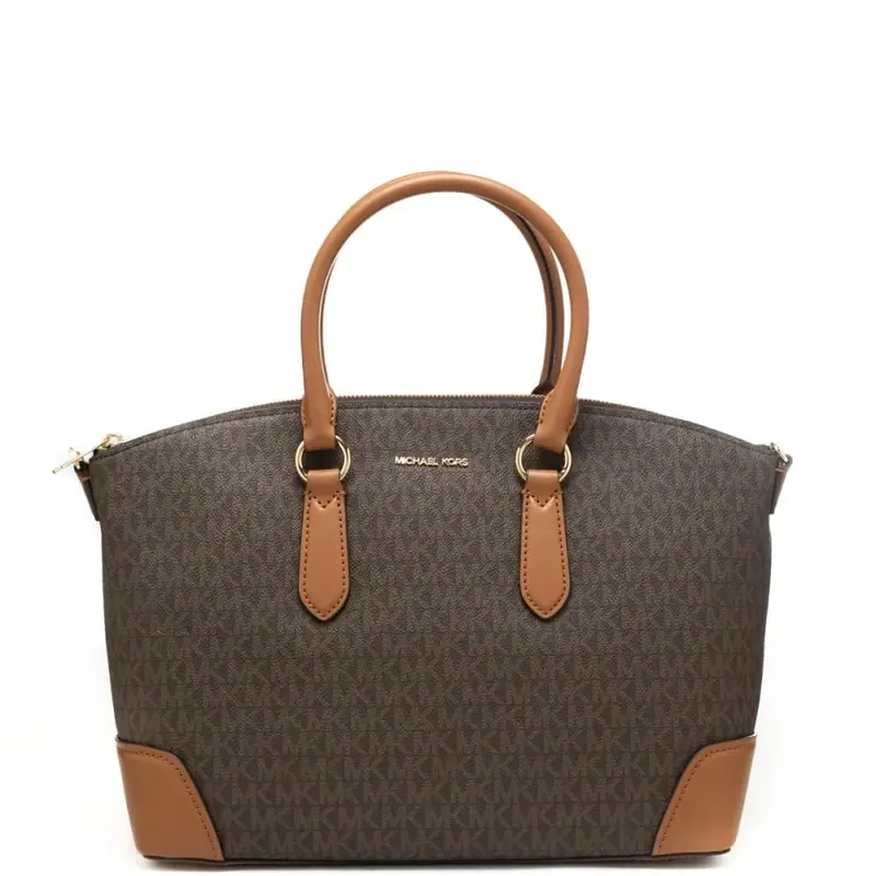 borsa a mano grande da donna con stampa pattern logo monogram marrone acorn