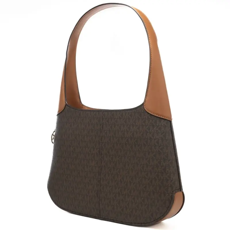 borsa a spalla da donna con stampa pattern logo monogram e dettagli a contrasto marrone acorn miniatura 2