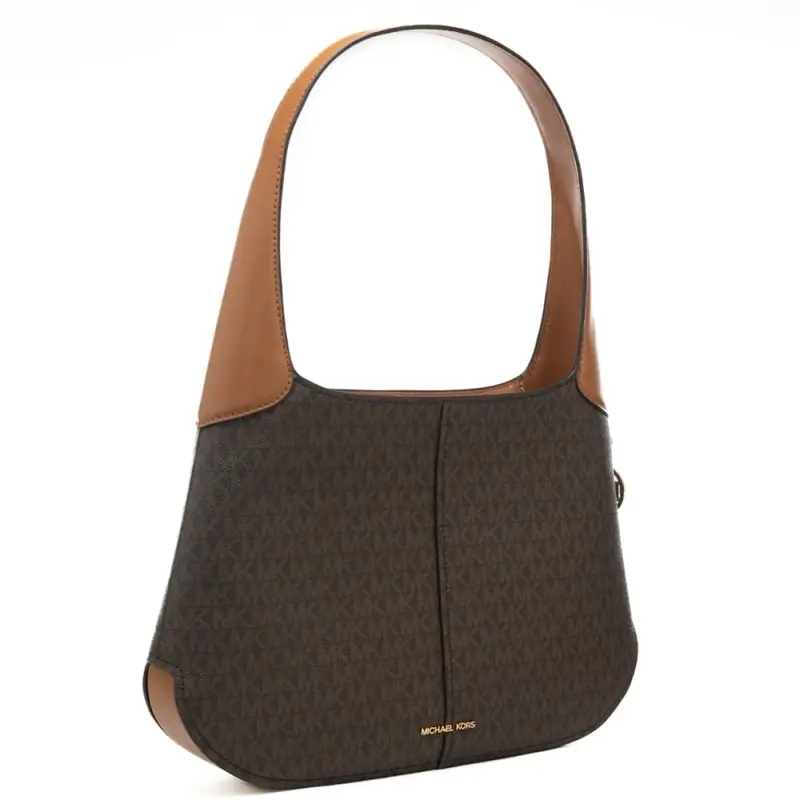 borsa a spalla da donna con stampa pattern logo monogram e dettagli a contrasto marrone acorn miniatura 3