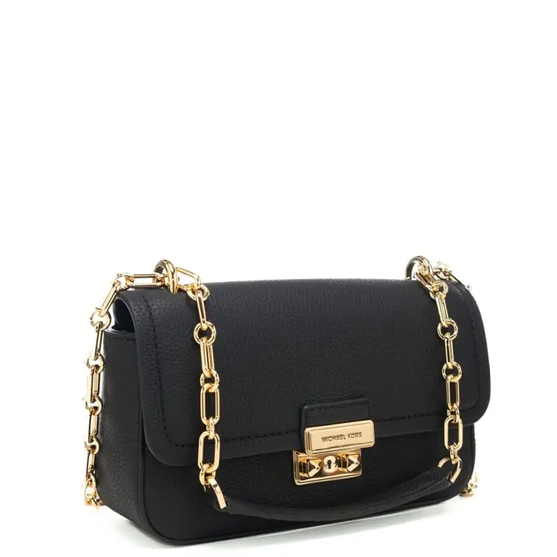 borsa a tracolla da donna in pelle bottalata con chiusura automatica nera miniatura 2