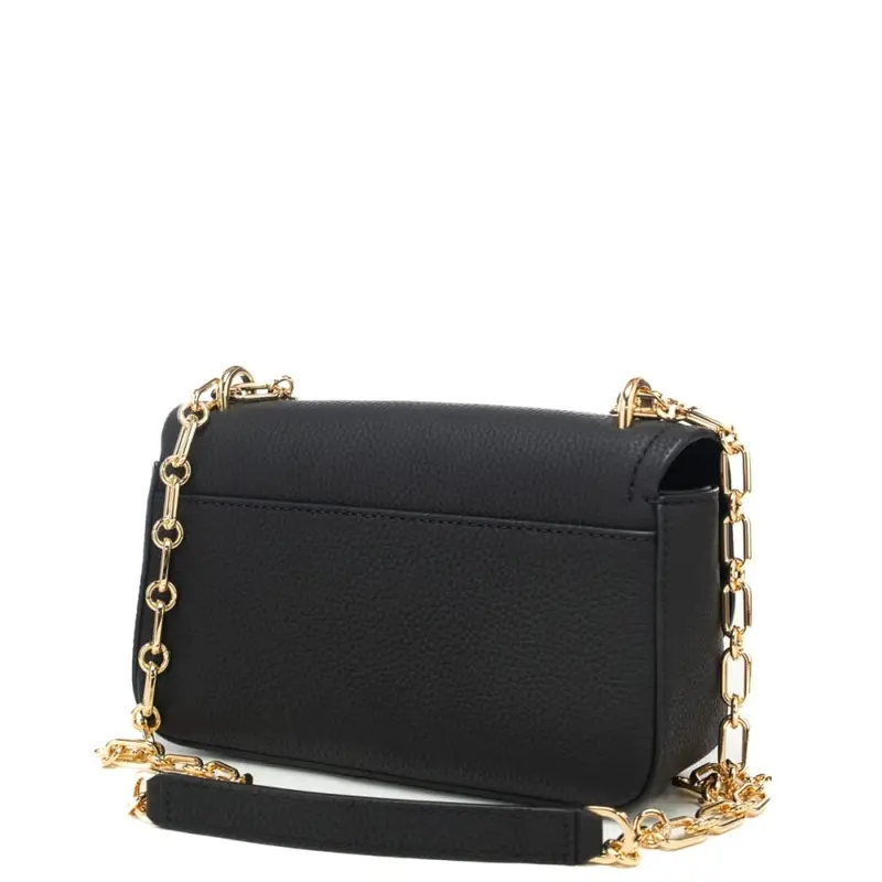 borsa a tracolla da donna in pelle bottalata con chiusura automatica nera miniatura 3