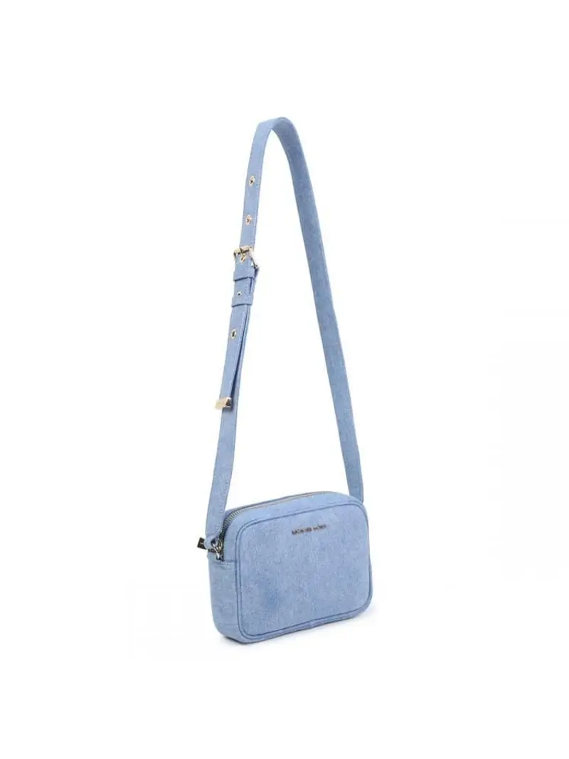 Michael Kors borsa celeste polvere bambina in denim con tracolla logo sul davanti miniatura 2