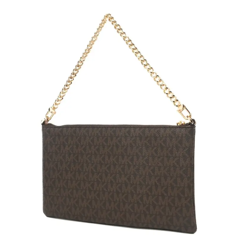 borsa da donna flat con stampa pattern logo monogram marrone acorn miniatura 3