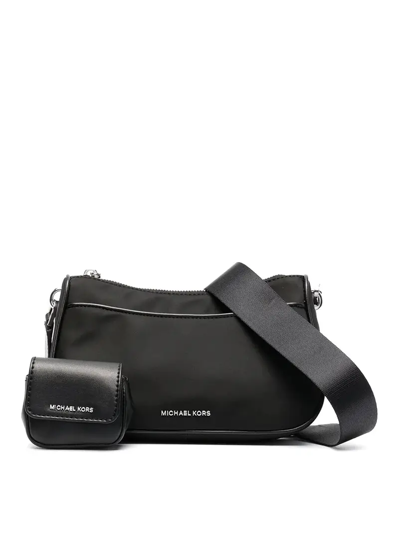 Borsa Jet set in nylon con zip e tracolla Nero