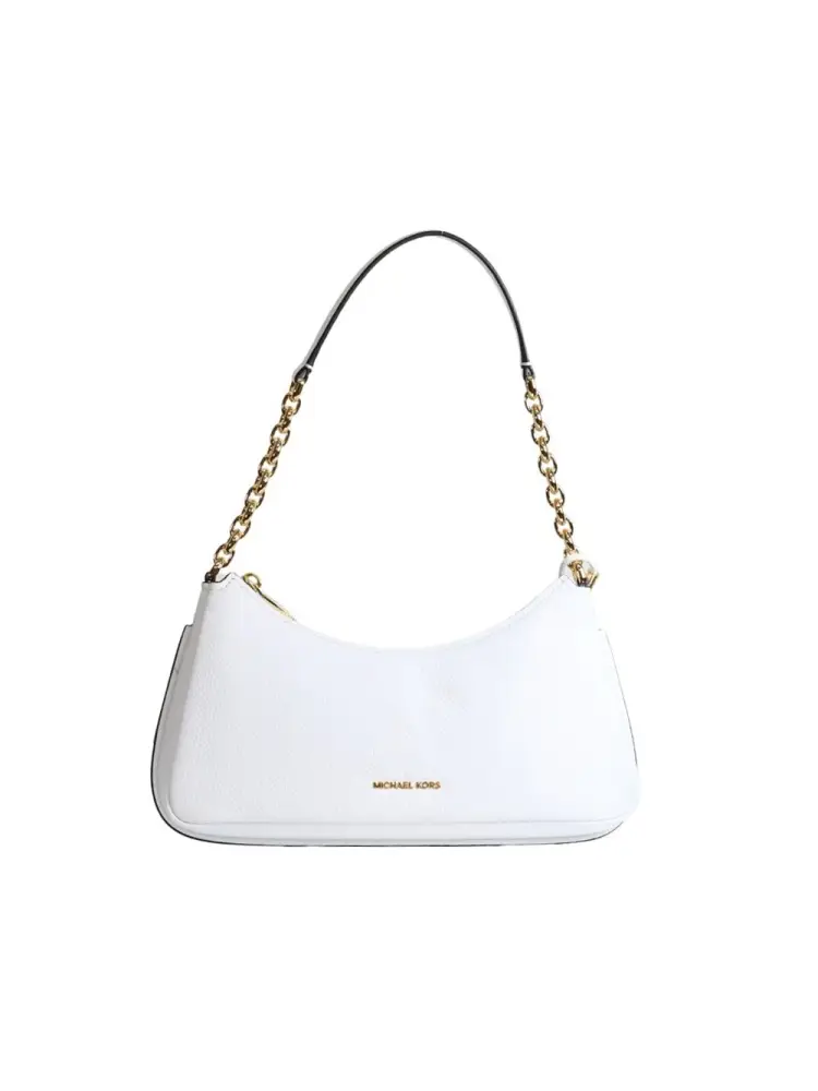 borsa pochette nolita media in pelle martellata bianca con catena