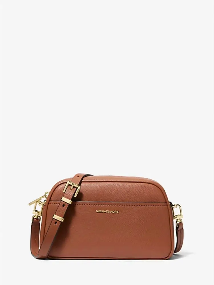 camera bag a tracolla jet set piccola in pelle cuoio