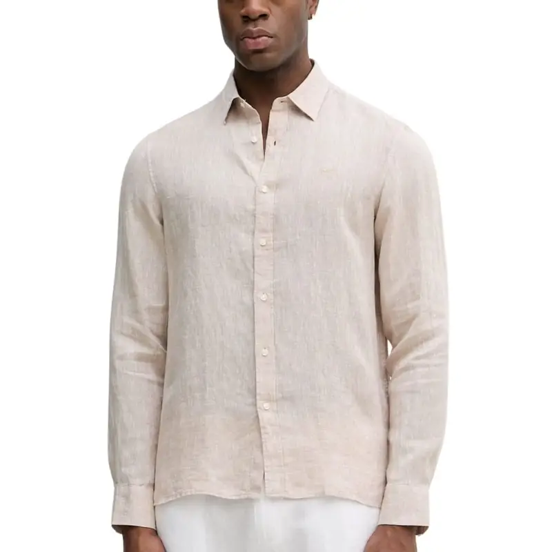 camicia da uomo in lino classic fit panna