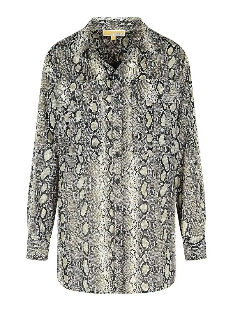 Camicia di cotone con stampa serpente Animalier