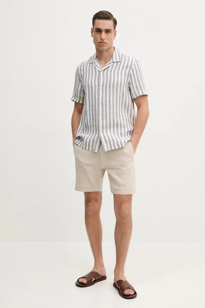 camicia di lino uomo colore bianco CS5405QHJ0 miniatura 2