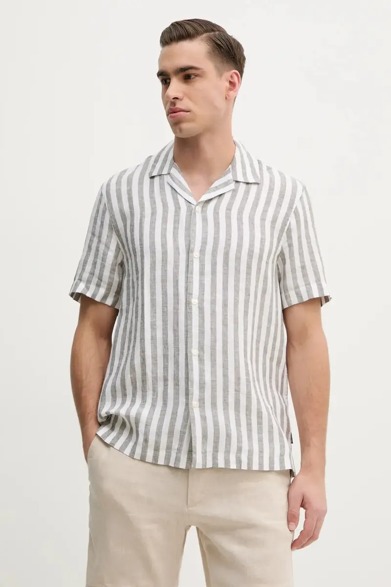 camicia di lino uomo colore bianco CS5405QHJ0 miniatura 4