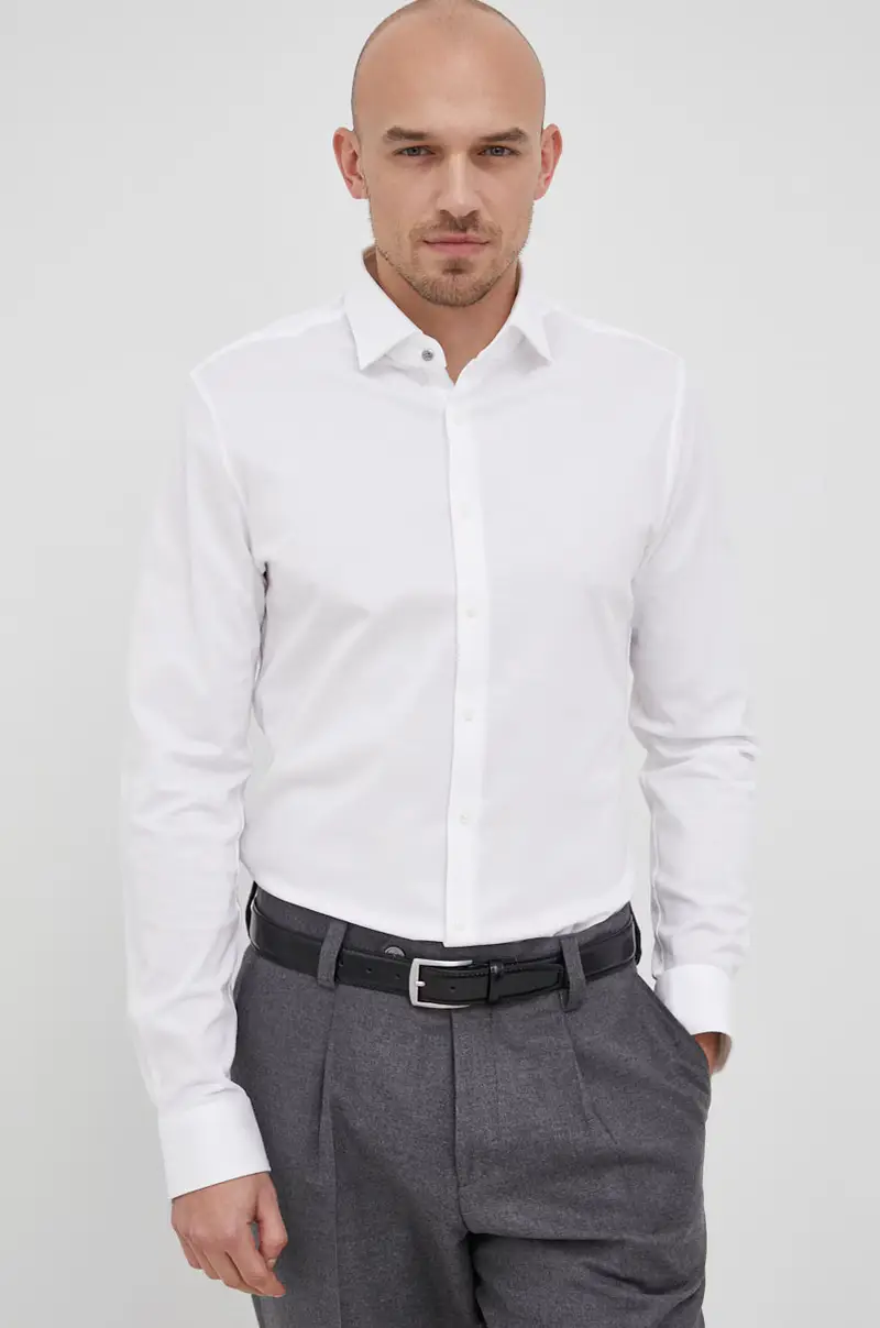 camicia in cotone uomo Bianco