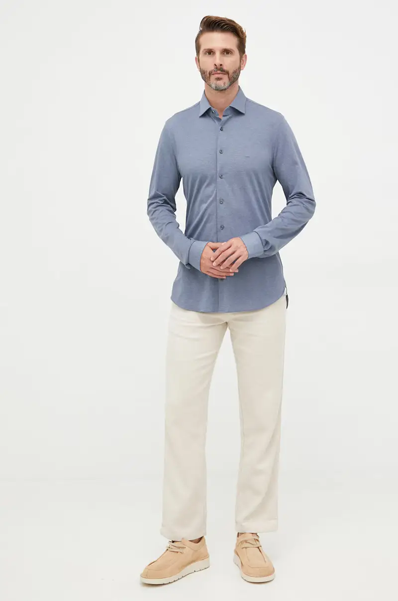 camicia in cotone uomo Blu miniatura 2