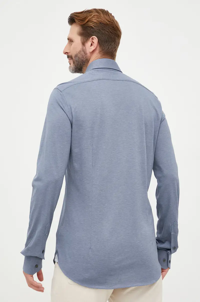 camicia in cotone uomo Blu miniatura 3