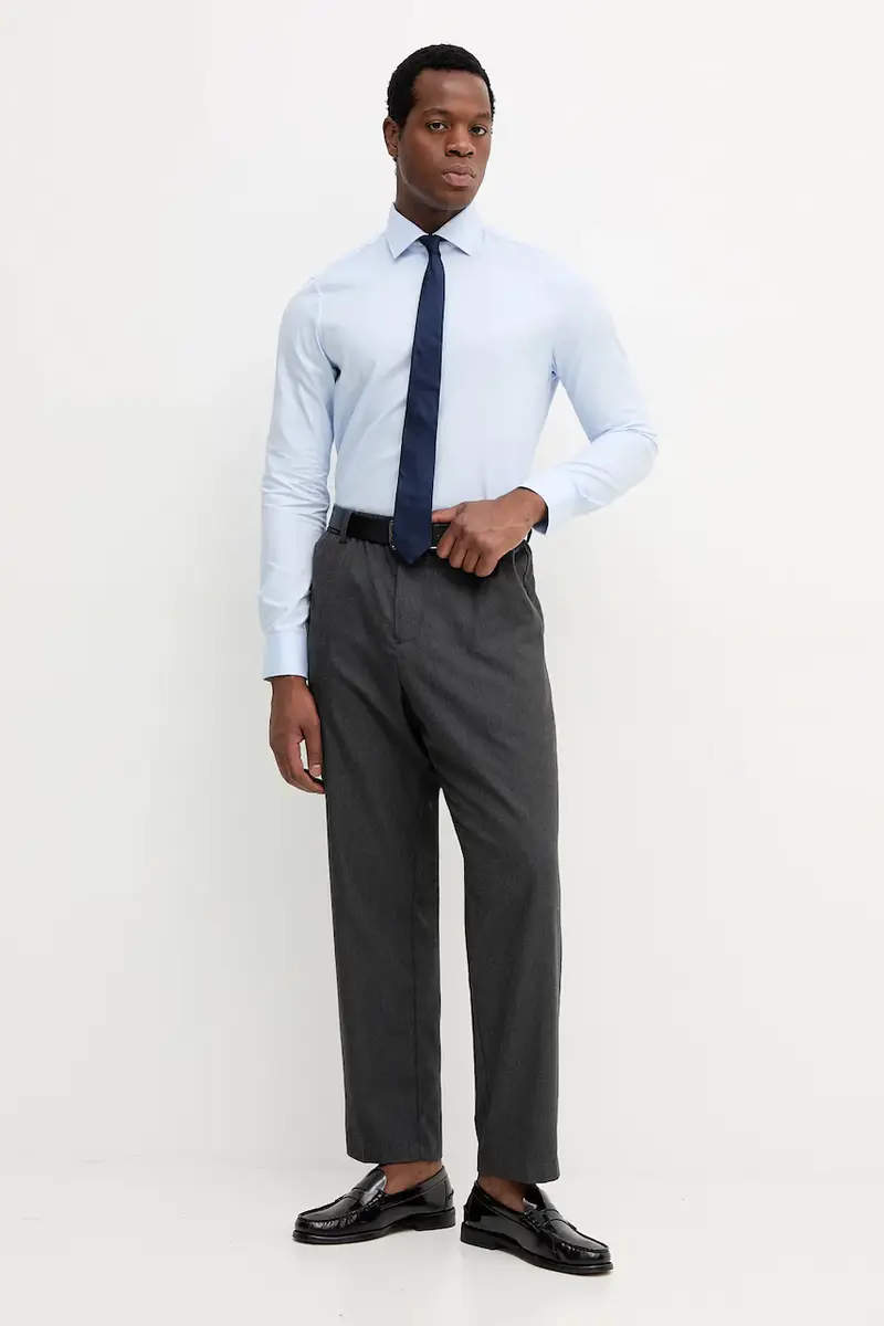 camicia in cotone uomo colore blu MK0DS01409 miniatura 2