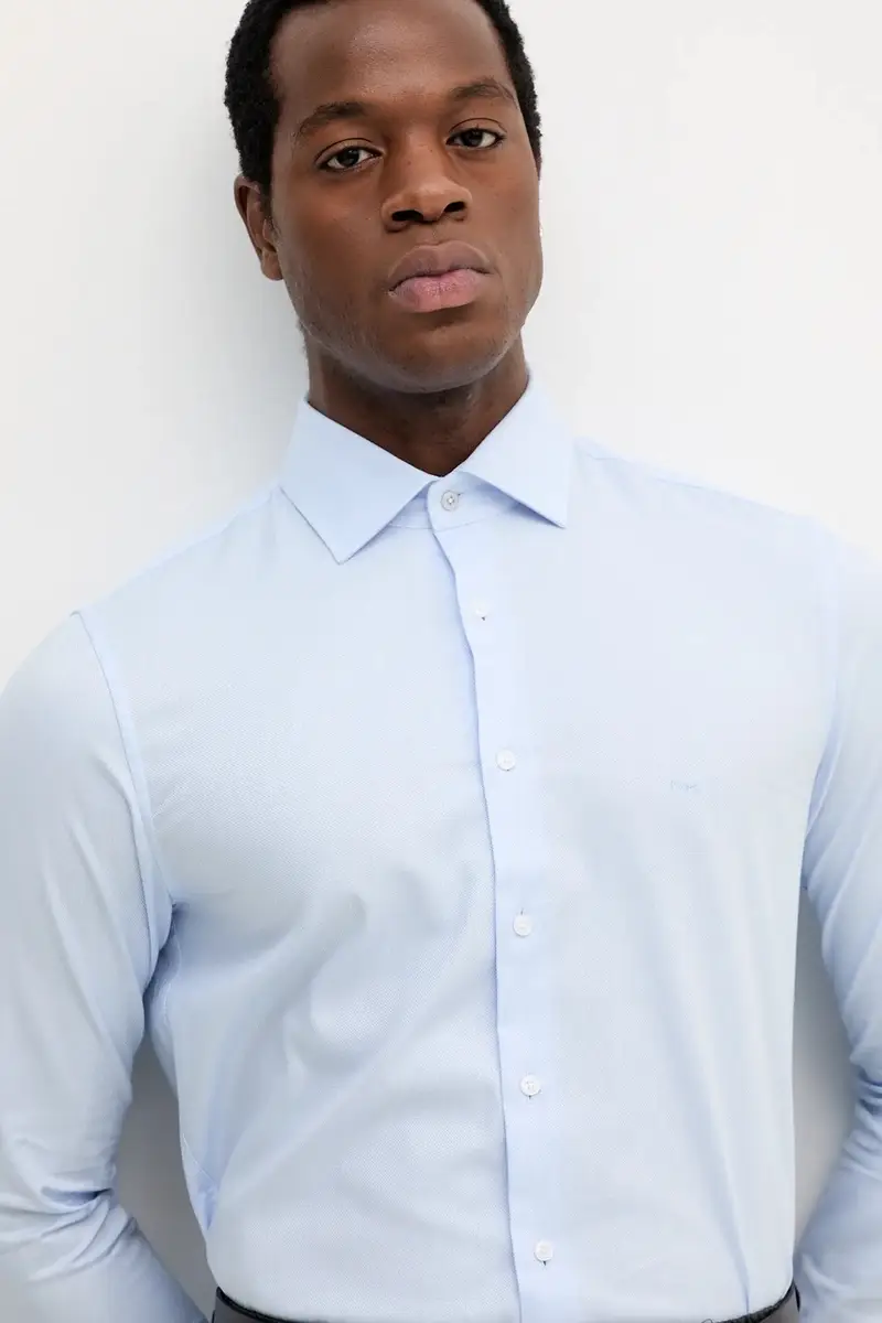 camicia in cotone uomo colore blu MK0DS01409 miniatura 4