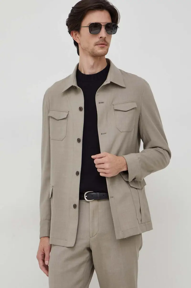 camicia in lana Beige