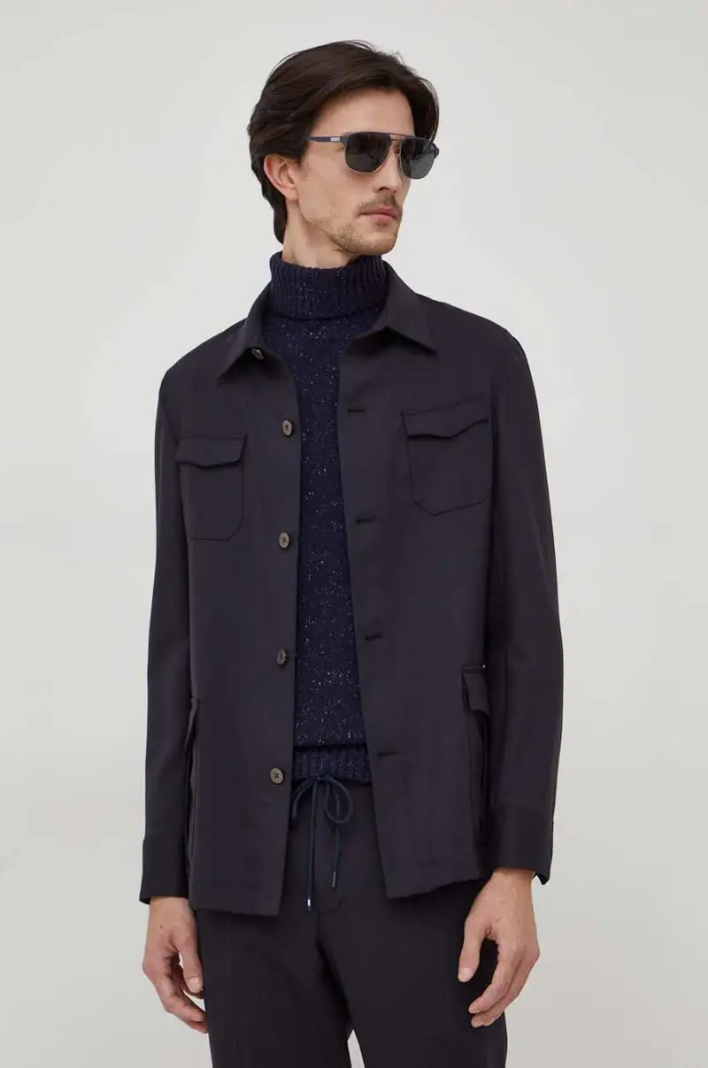 camicia in lana Blu navy