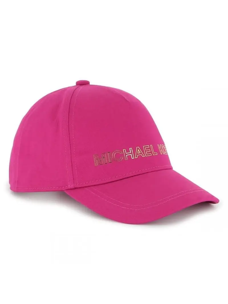 Michael Kors cappello fucsia bambina in cotone logo in lamina lettering