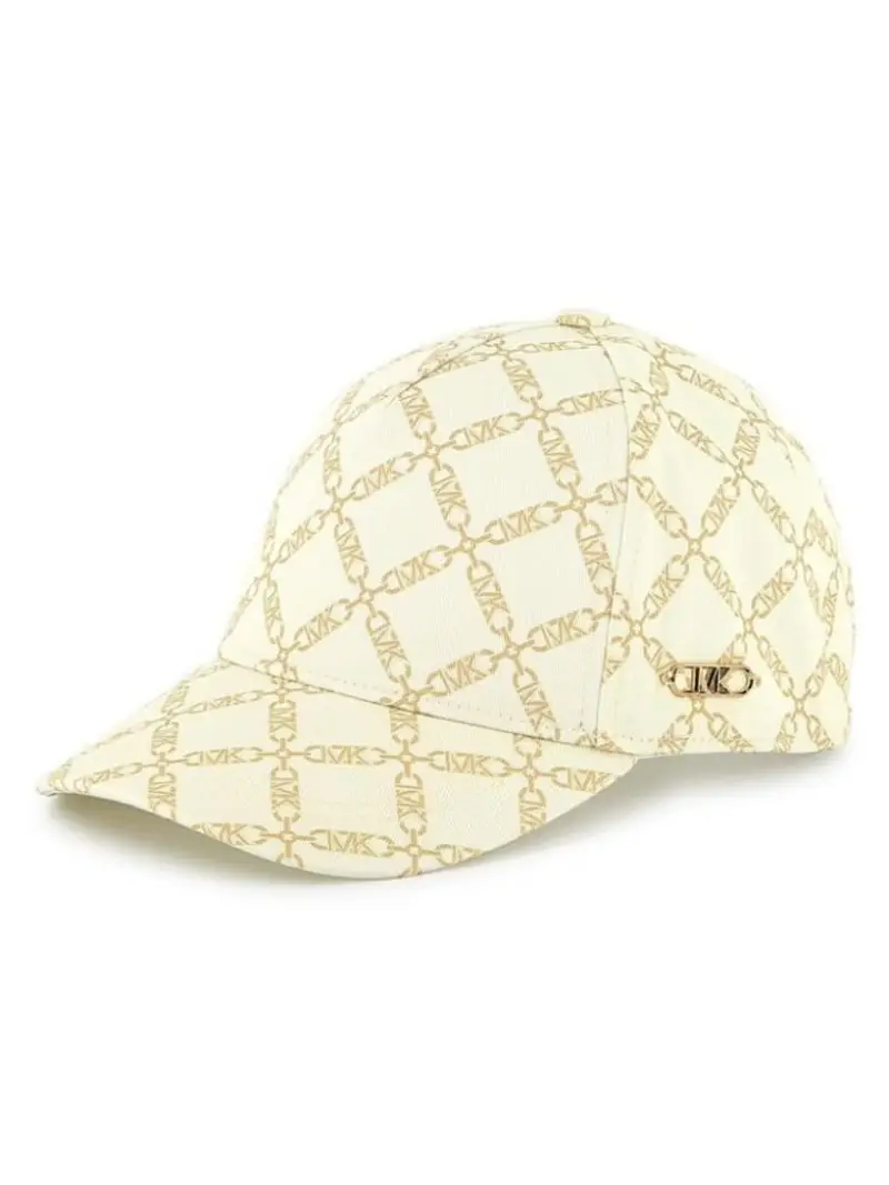 Michael Kors cappello panna bambina in cotone logo all over
