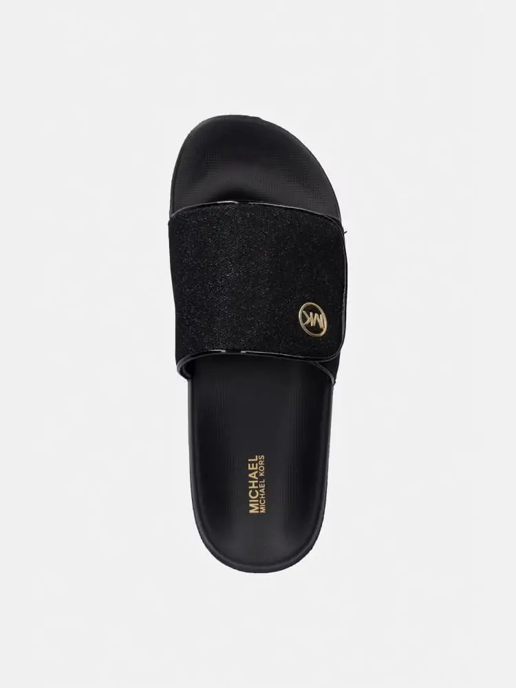 ciabatte nere bambina logo sul davanti miniatura 2