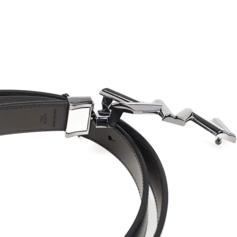 Michael Kors cintura da uomo reversibile in vera pelle black nero e fibbia monogram argento miniatura 2