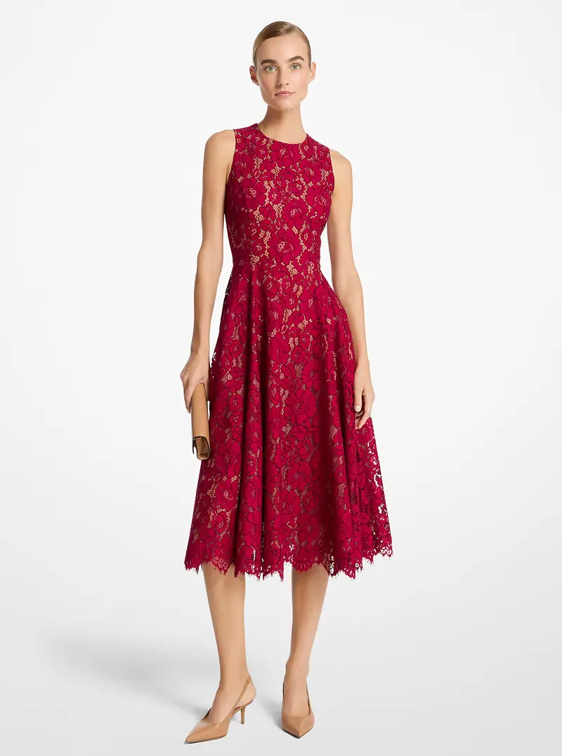 MK Abito in misto cotone con pizzo floreale - Rosa - Michael Kors