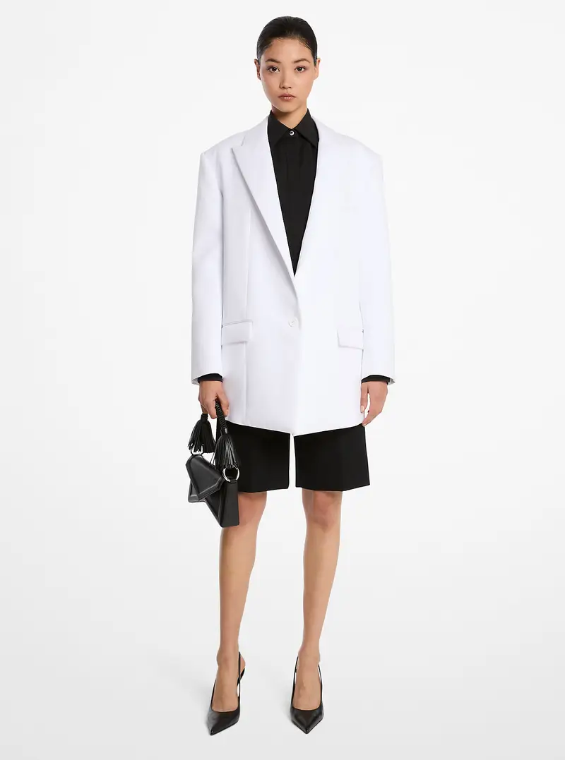 MK Blazer oversize in cotone stretch - Bianco - Michael Kors