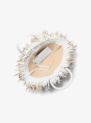 MK Borsa tote Sardinia mini in pelle intrecciata - Bianco - Michael Kors miniatura 2