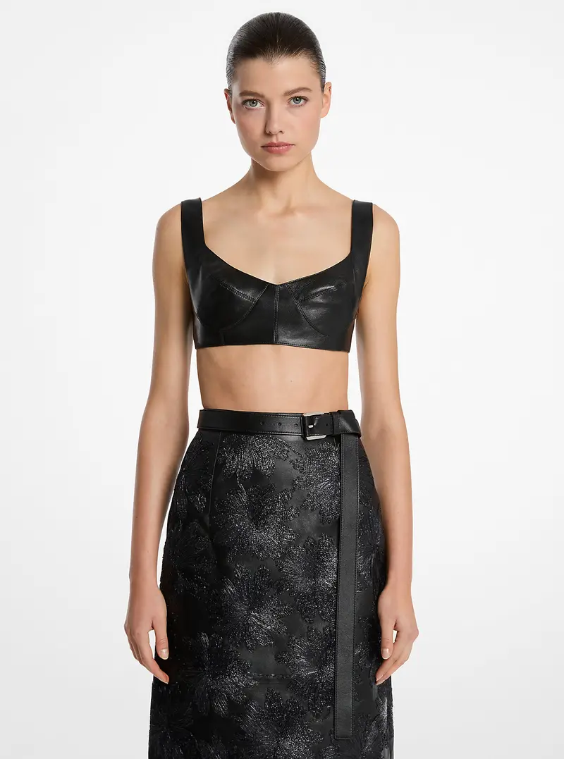 MK Brassière in pelle plongé - Nero - Michael Kors