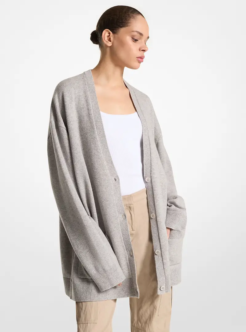 MK Cardigan oversize in cashmere - Grigio - Michael Kors