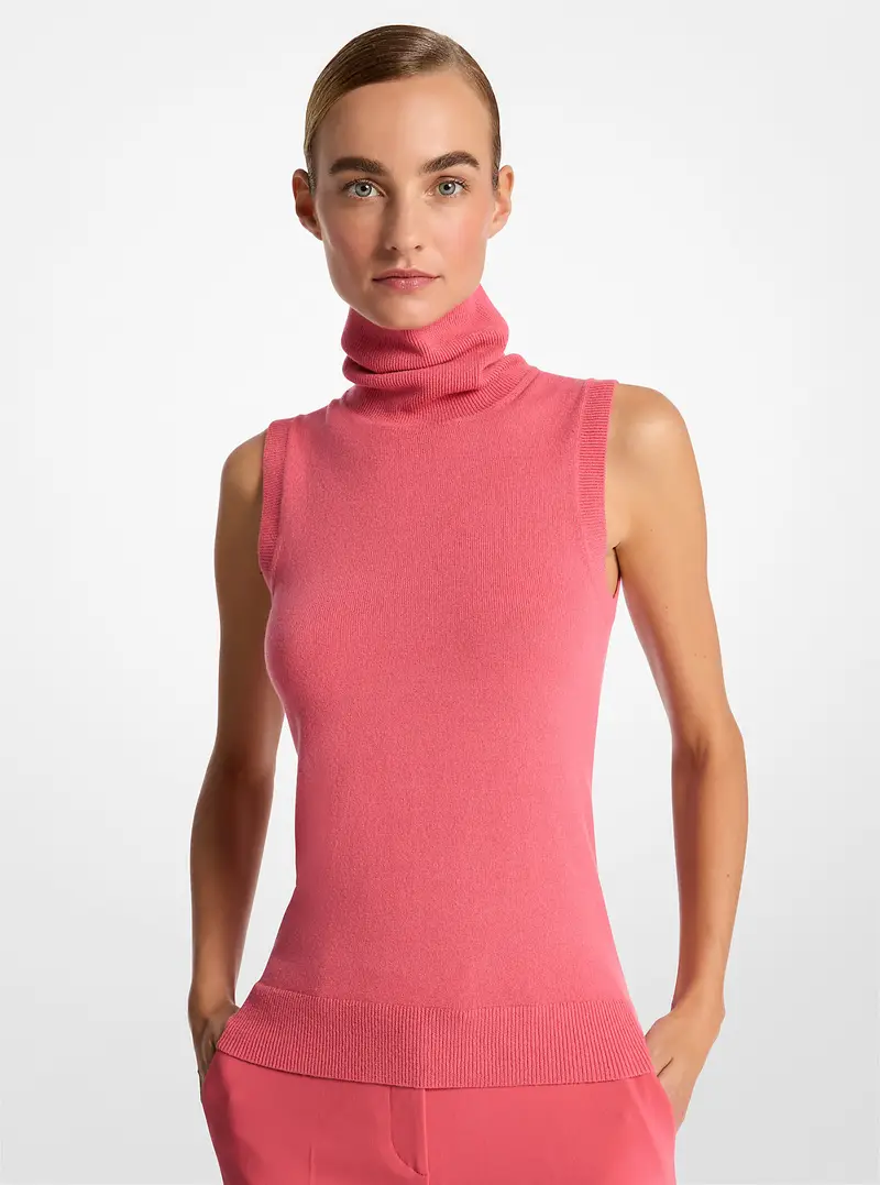 MK Dolcevita smanicato in cashmere - Rosa - Michael Kors