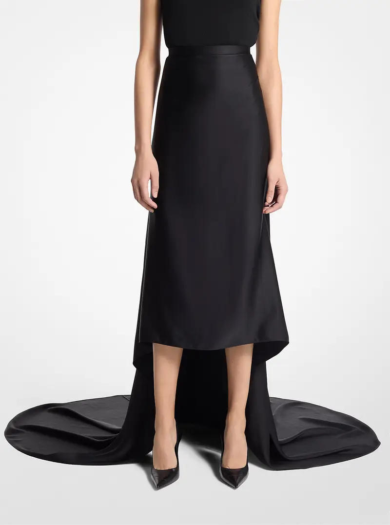 MK Gonna in charmeuse di raso con strascico - Nero - Michael Kors