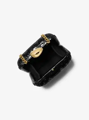 MK Minaudière Tina mini in pelle stampa pitone - Nero - Michael Kors miniatura 3