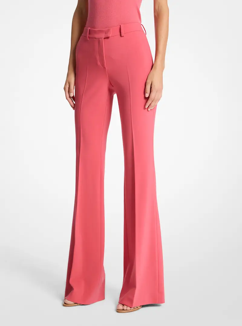 MK Pantalone svasato Haylee in crêpe martellato stretch - Rosso - Michael Kors