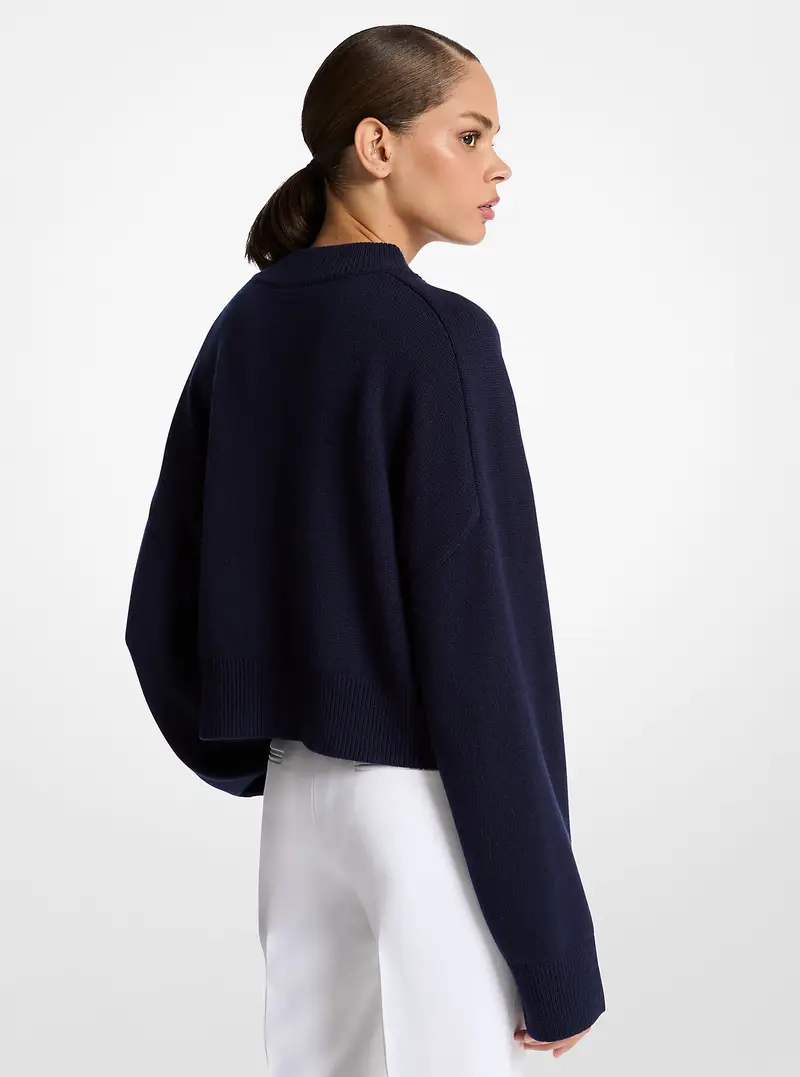 MK Pullover in cashmere stile college - Blu - Michael Kors miniatura 2