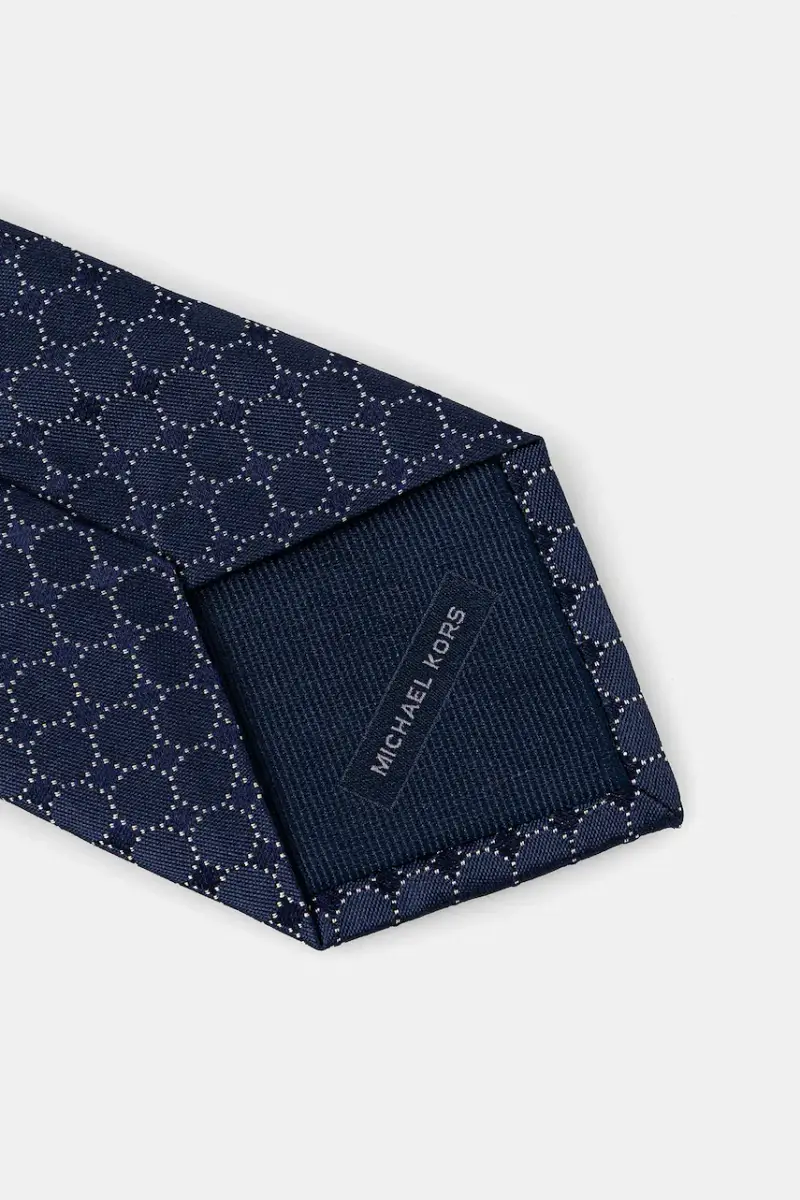 cravatta in seta colore blu navy MK0DT00188 miniatura 2