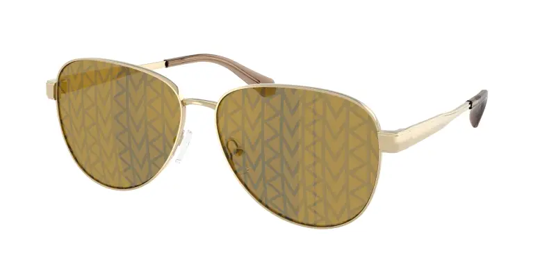 Donna Michael Kors MK1160 BIARRITZ 10149A Occhiali da sole Metallo Oro Marrone Pilot Normale
